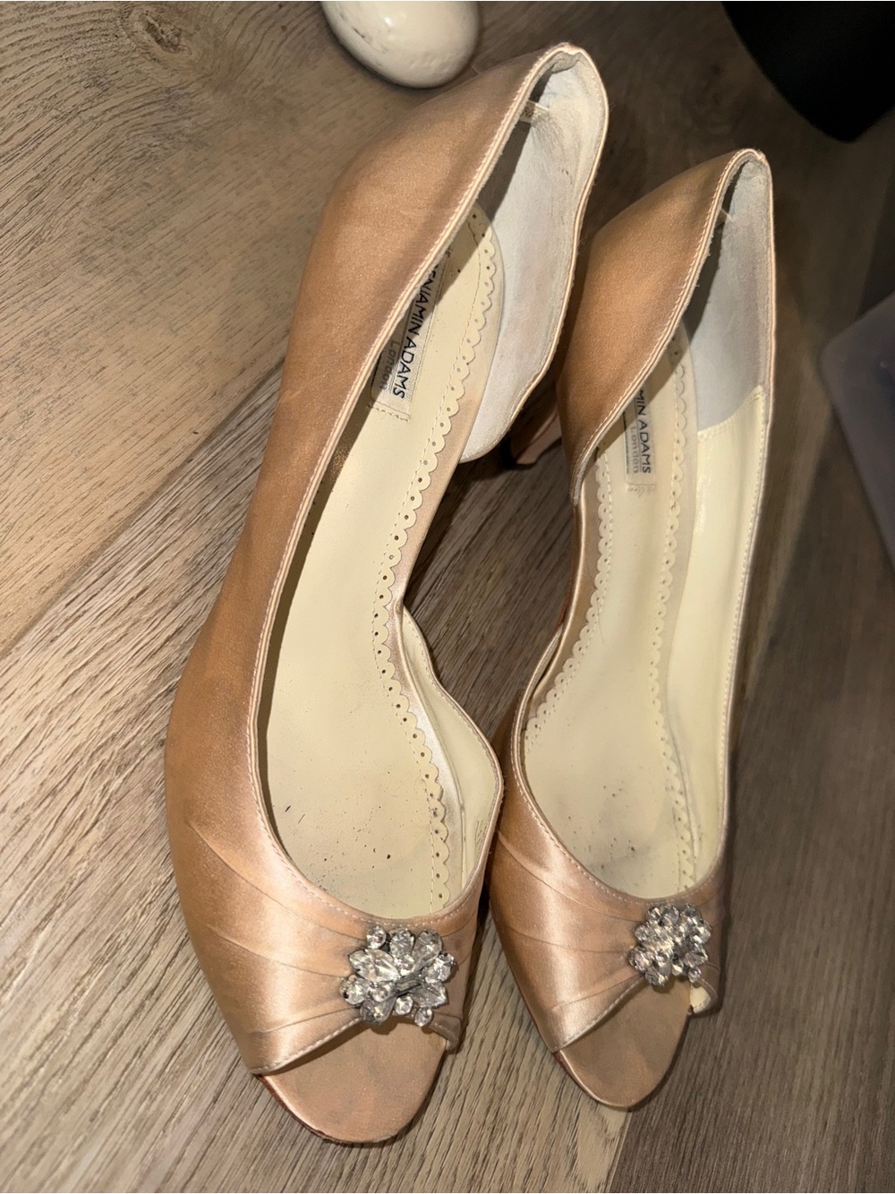 Satin Blush Crystal Accent Heels
